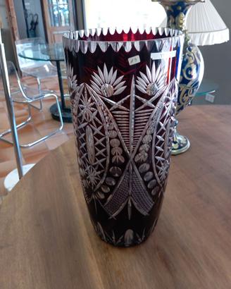 Vaso Vintage in Cristallo di Boemia Rosso Rubino