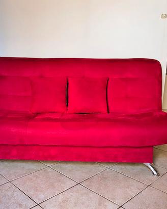 Divano letto rosso clic/clac con vano contenitore