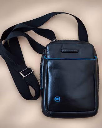 Piquadro borsa tracolla pelle nera unisex
