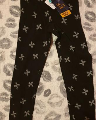Leggings skinny neri con stampe - nuovo - 5/6 anni
