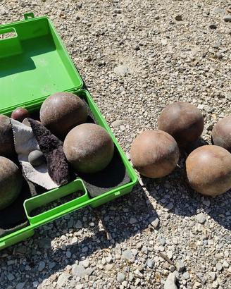 2 Set bocce vintage + custodia (petanque/bocce)