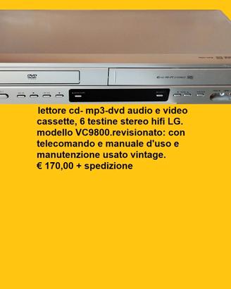 lettore masterizzatore dvd-cd-vhs-LG mod: VC9800
