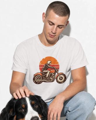 T shirt , Motociclista Vintage su Moto Custom