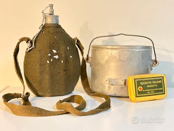 Borraccia gavetta kit soccorso Wwii Seconda Guerra