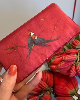 Porta aghi, fine ottocento, seta dipinta