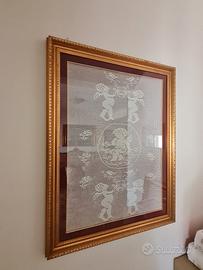 Quadro Filet all'Uncinetto Angeli e Putti Vintage