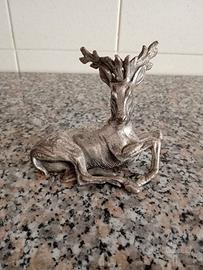 Statuetta Cervo Peltro Italy Mod. Dep. Vintage