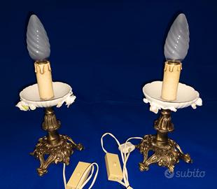 Coppia lampade abat-jour da comodino vintage 