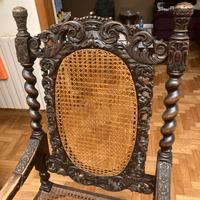 Poltrona Trono antica in legno scolpito
