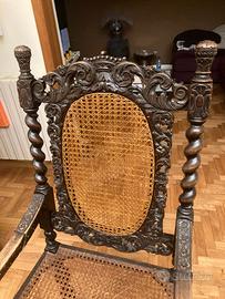 Poltrona Trono antica in legno scolpito