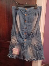 tuta corta in denim 