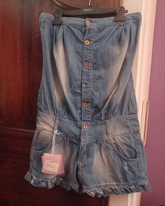 tuta corta in denim 