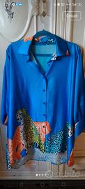 Camicia donna Pretty Wind oversize azzurra stampr 