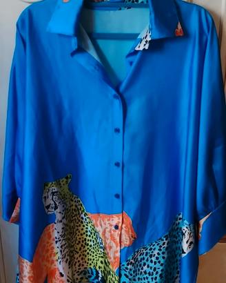 Camicia donna Pretty Wind oversize azzurra stampr 