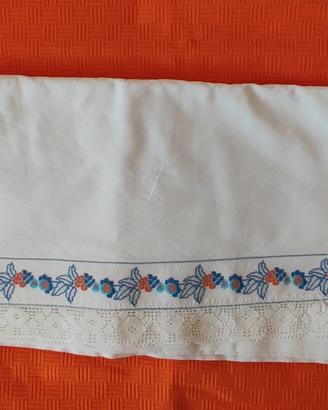 Lenzuolo matrimoniale vintage in cotone bianco lat