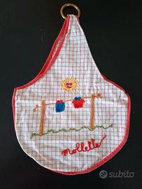 Sacchetto porta mollette cotone ricamato