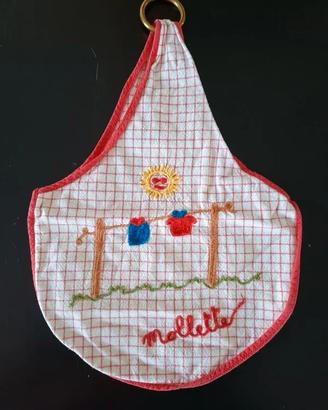Sacchetto porta mollette cotone ricamato