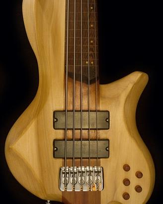 Basso 5 corde fretless fatto a mano