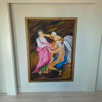 Dipinto a olio su tela con cornice in legno, firma
