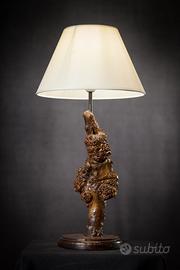 Lampada artigianale in legno di radica