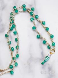 Collana choker con cristalli verdi fatta a mano