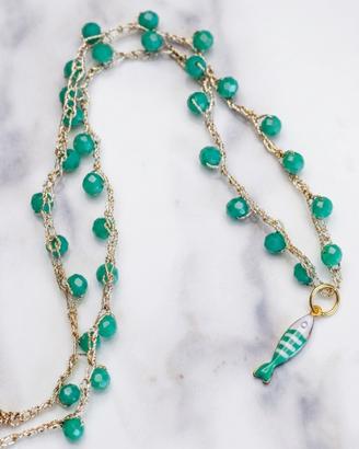 Collana choker con cristalli verdi fatta a mano