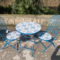 Set tavolo bistrot capri maiolica blu