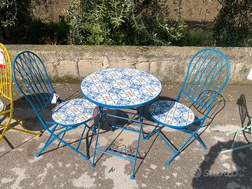 Set tavolo bistrot capri maiolica blu
