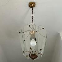 Lampadario in ottone e vetro