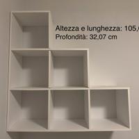libreria con  6 scomparti a cubi
