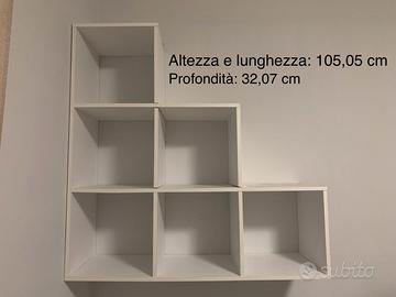 libreria con  6 scomparti a cubi