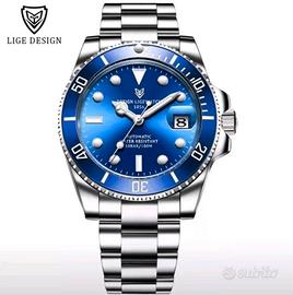 LIGE DESIGN 1956 SUBMARINER AUTOMATICO BLU 100M K9