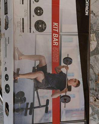DECATHLON Kit manubri+bilanciere 50kg+80kg gommati