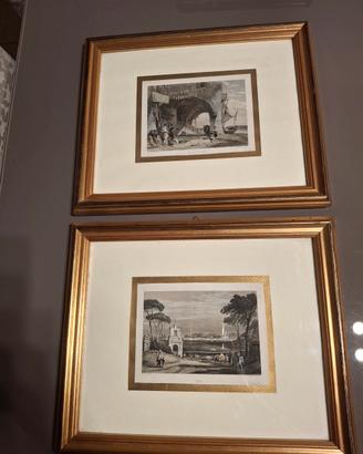 2 stampe con cornice legno e vetro