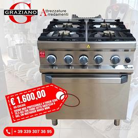 CUCINA 4 FUOCHI inox con FORNO A GAS marca MBM usa