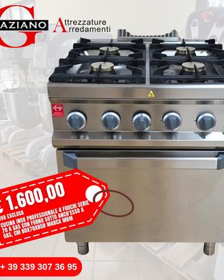 CUCINA 4 FUOCHI inox con FORNO A GAS marca MBM usa