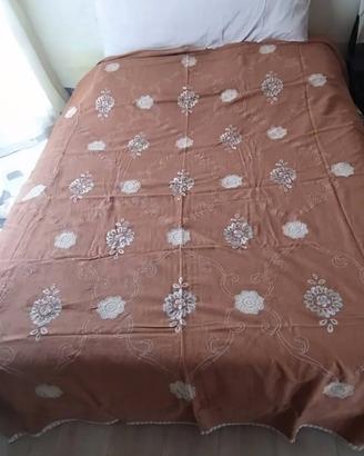 Copriletto matrimoniale in lino, vintage da antico