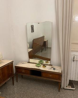 Toelette in marmo e legno anni '50