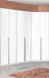 Cabina armadio 6 ante con angolo bianca lucida