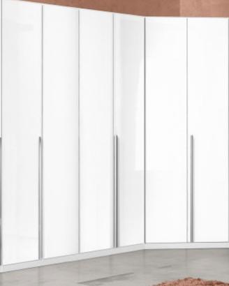 Cabina armadio 6 ante con angolo bianca lucida