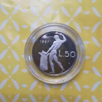 Moneta Italia 50 lire 1987 fondo specchio