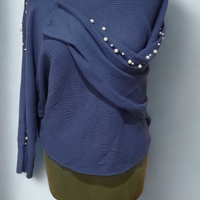 Maglione blu elettrico con perle taglia X-XL