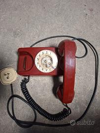Telefono Vintage a Disco da Parete Rosso / Bordeau