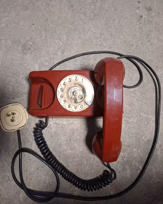 Telefono Vintage a Disco da Parete Rosso / Bordeau