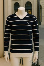 FRED PERRY maglione Collo V Size m 100%  lana