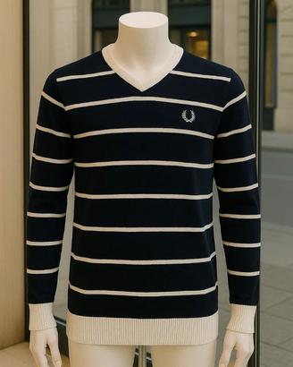 FRED PERRY maglione Collo V Size m 100%  lana
