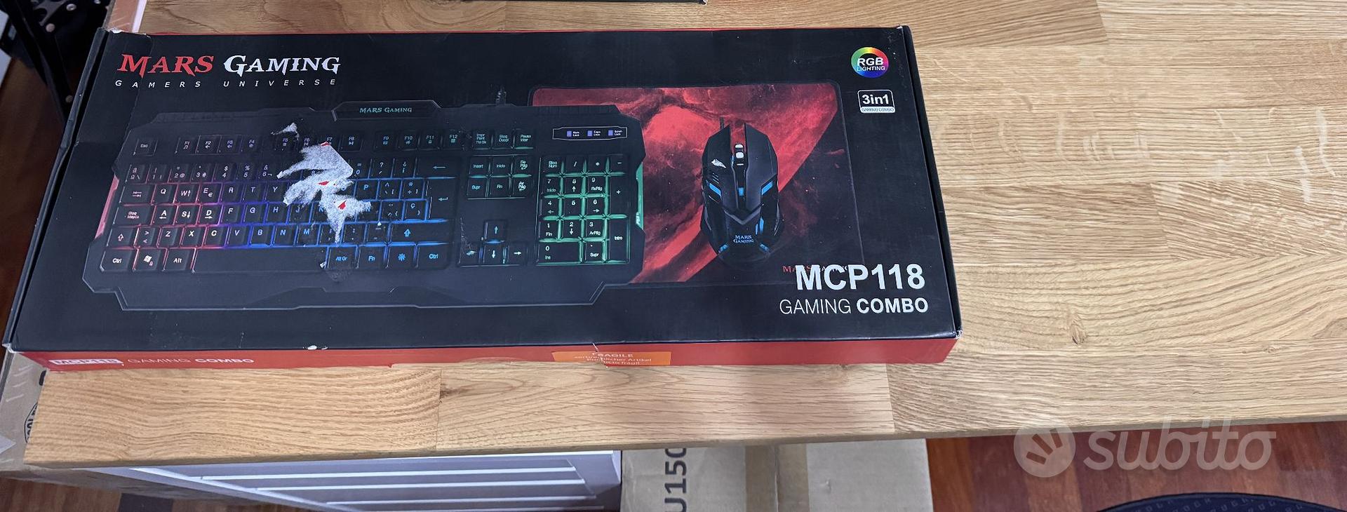 Kit Tastiera RGB Portoghese + Mouse + Tappetino Mars Gaming MCP118PORTU USB  - 4000 DPI