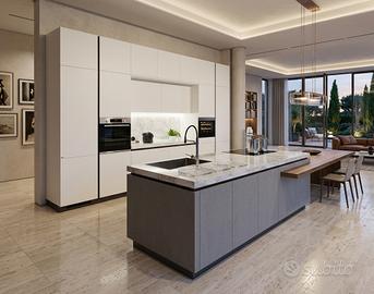 Cucina Isola, Top Gress Marmo, Cantina, Induzione