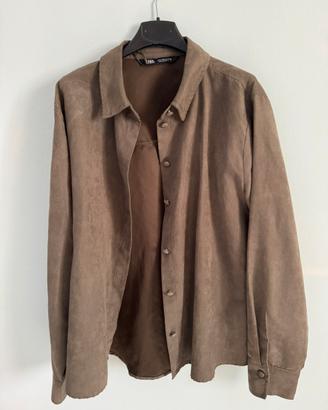 Giacca / Camicia Zara effetto scamosciato tortora