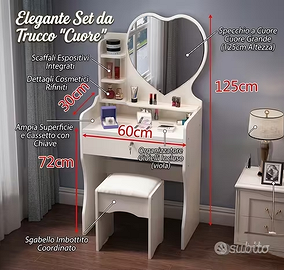 Postazione trucco specchiera console toletta
